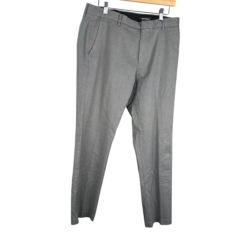 Bonobos Friday Pants Mens 33x30 Grey Textured Slim Straight Chino Dress Trousers